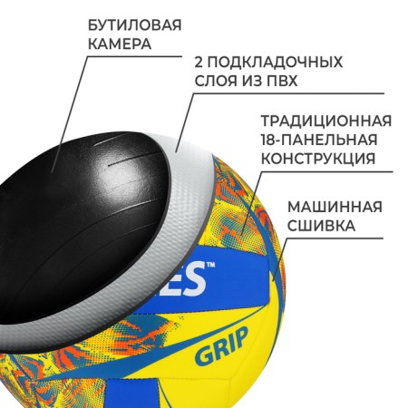 Volleyball ball Torres Grip Y, TPU, machine stitching, 18 panels, p. 5-2