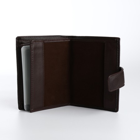 Male purse on magnet 3 in 1, department for auto documents, passports, brown color-5