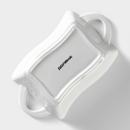Baking a foam -resistant ceramic of the Dolyan “Rectangle. Menno ", 17 × 9 × 5.5 cm, white color-3