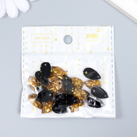 Decor for creativity Plastic sewing "drop. Golden rubber" set 24 pcs 1.6x0.9 cm-3