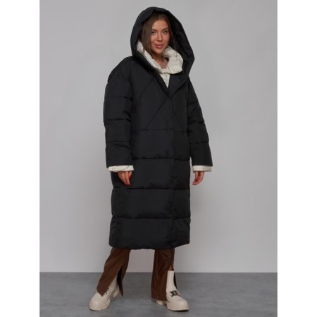 Coat insulated winter female, size 42, black color-6