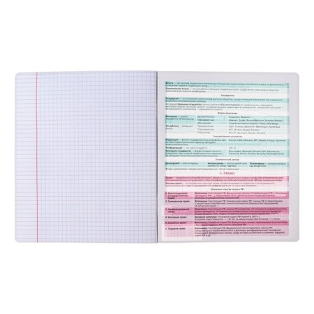 Subject notebook, 48 sheets, cage, social studies Erichkrause "Persons", plastic cover silk-screen covers, Offset Beliac block 100%, information block-4