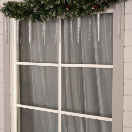 Garland “icicles rhyflated” 2.5 × 0.3 m, IP65, transparent thread, 192 LED, glow yellow with a drain effect, 12 V-1
