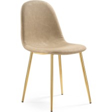 Lilu 1 Metal Carcass chair, stained metal/eco -leather, gold/beige 43x53x84 cm