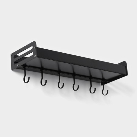 Suspended shelf, 6 hooks, 40 × 13.5 × 5.5 cm, black color, aluminum-4