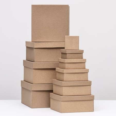 Set of square boxes 10 in 1 craft, 24.5 x 24.5 x11.5 - 6.5 x 6.5 x 4 cm,-2