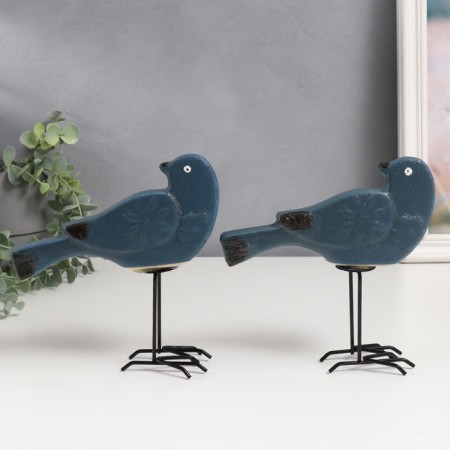 Souvenir ceramics "birds" Blue matte set 2 pcs 16.5x6x17 cm-2