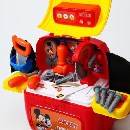 A set of builder with tools of the game "Suitcase" a backpack with instruments, Mickey Mouse-2