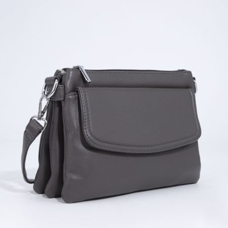 Bag Cross-Bodi with a zipper, gray color-2