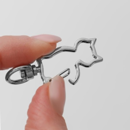 Metal carbine "cat", 42 × 17 mm / 8 × 2.2 mm, 5 pcs, silver color-2