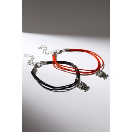 Bracelets "Demetrons" owl, red-black color, l = 17 cm-2