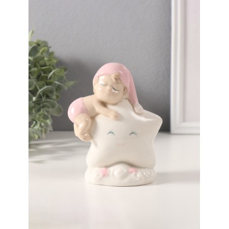 Souvenir Ceramics Light "Baby in a pink cap on the asterisk" 6x10.5x12.5 cm
