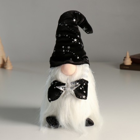 Interior doll "Dwarf in a black cap with stars, with an asterisk in the hands" 36 cm