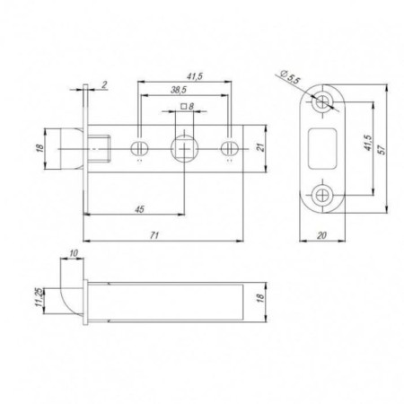 Sloped latch PL45-R20 SN, color matte nickel-1