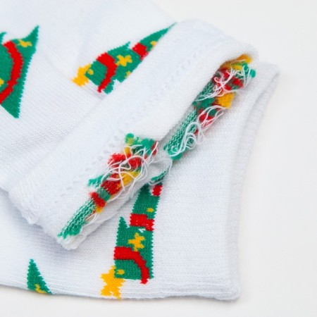 Women's socks "Christmas tree", white color, size 23-25-3