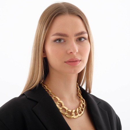 Neck “chain Brooklyn” Large links, matte gold, 50 cm-2