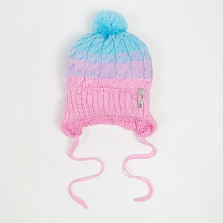 Hat for girls, pink/blue color, size 44-47 cm