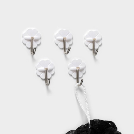 Hooks of self -adhesive deed "clover", 5 pcs, white color-3