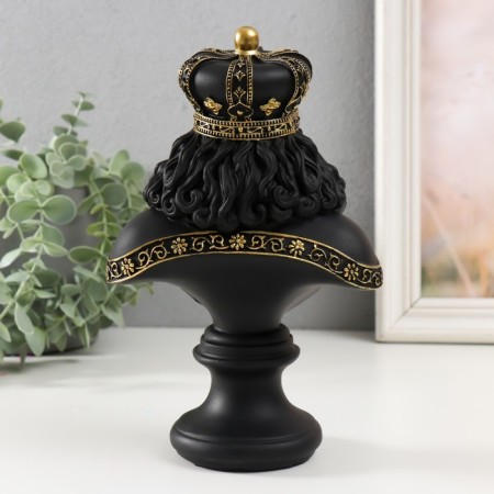 Souvenir Polystone "Bust. King" Black with gold 9x14x22.5 cm-2