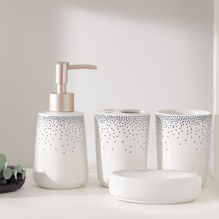 A set of accessories for the bathroom "Spray", 4 items (300 ml dispenser, soap dish, 2 glasses), white color