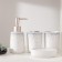 A set of accessories for the bathroom "Spray", 4 items (300 ml dispenser, soap dish, 2 glasses), white color