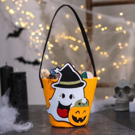 Decorative basket "Ghost and pumpkin", 12.5x12.5x25 cm