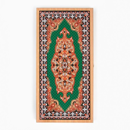 Zeleny pattern backgammon, wooden board 50 x 50 cm, with a field for playing checkers