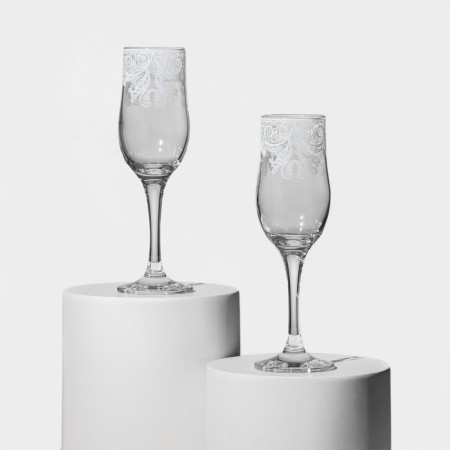 A set of glasses for champagne "Lace", 200 ml, diameter 5.3 cm, height 20.5 cm, 2 pcs