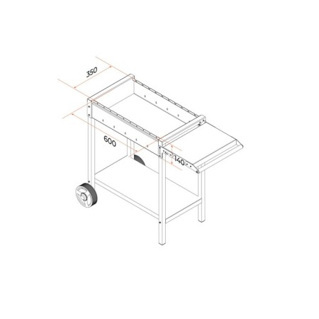 Marbage "Mah 202" 106.5 x 52 x 79.7 cm, 2 mm, wheels, lateral shelf-3