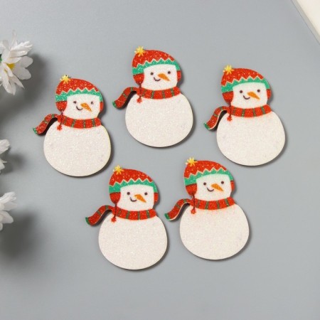 Decor for the creativity of the felt shine "Snowman" 6x5 cm-2