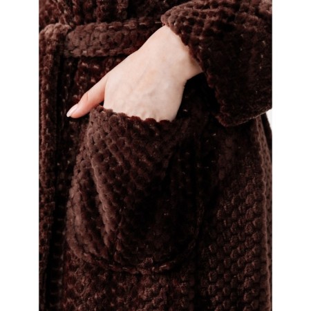 Women's robe with a hood, size 50, color chocolate-6