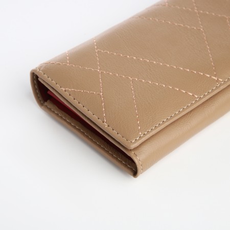 Women's wallet on magnet, beige color-3