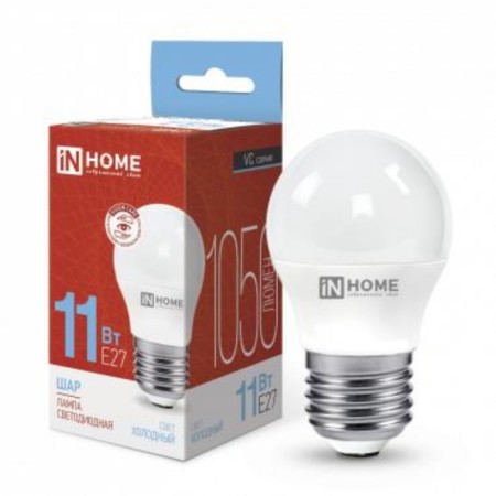 LED lamp In Home, E27, 11 W, 1050 lm, 6500 K, glow cold white