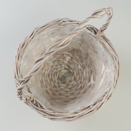 A set of wicker baskets, D37x16/43 cm, D29x14/39 cm, d21x12/34 cm, 3 pcs, white, willow-3