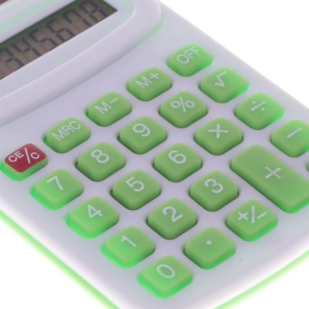 Pocket calculator with colored buttons, 8 - discharge, mix-4
