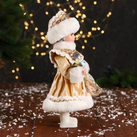 Snow Maiden "in a kokoshnik with stones" 32 cm, gold-1