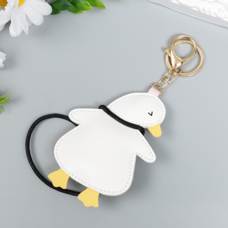 A keychain to the leatherette with carbine "Duckling squints" 10x7.6 cm-2