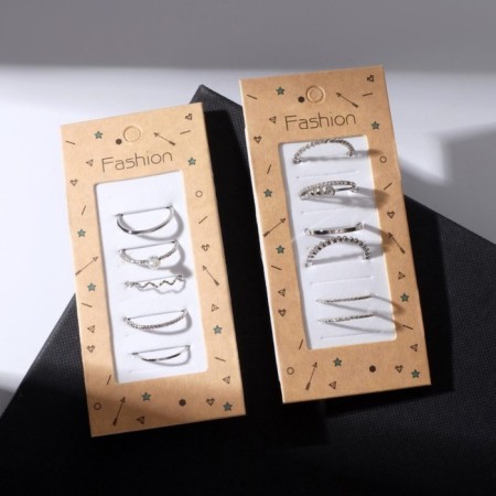 Ring set 5 pieces "perfect fingers" temptation, white color in silver-3