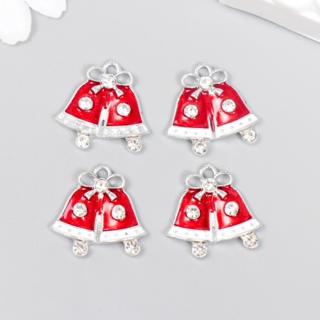Decor for creativity metal, enamel, rhinestone "Bells New Year" 2x2.2 cm-2