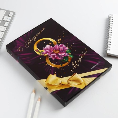 Diary in a solid cover A5, 80 liters. In the gift box "From March 8"-1