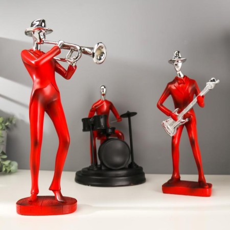 Polystone souvenir "Musician with saxophone" Red with silver 29.5x10.5x13.5 cm-4