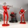 Polystone souvenir "Musician with saxophone" Red with silver 29.5x10.5x13.5 cm