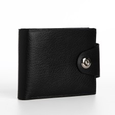 Male purse on a magnet, department for bills, cards, coins, black color