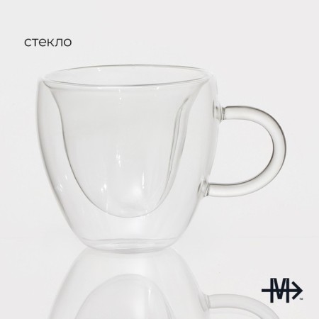 Glass mug with double walls Magistro "Heart", 250 ml-1