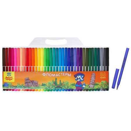 Flomasters 36 flowers of multi-poetry raccoon in Italy, gift inside, washed off, blister-1