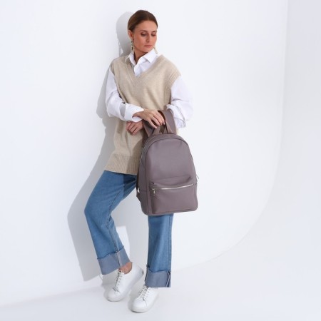Women's backpack of artificial leather on the zipper Textura, color gray color-7