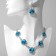 Set 2 objects: earrings, necklace "elites" circles in patterns, white white in silver, 40 cm