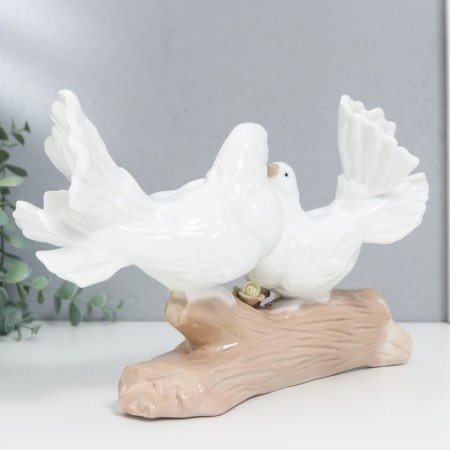 Souvenir Ceramics "Two pigeons on a branch with flowers" 28 cm-3