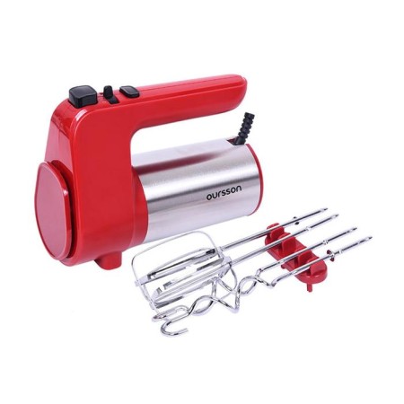 Mixer Oursson HM4001/RD, manual, 400 watts, 6 speeds, 2 nozzles, red-1