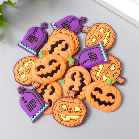 Decor for creativity Rubber "Pumpkin for Halloween" set of 15 pcs mix 2.8x3 cm-1